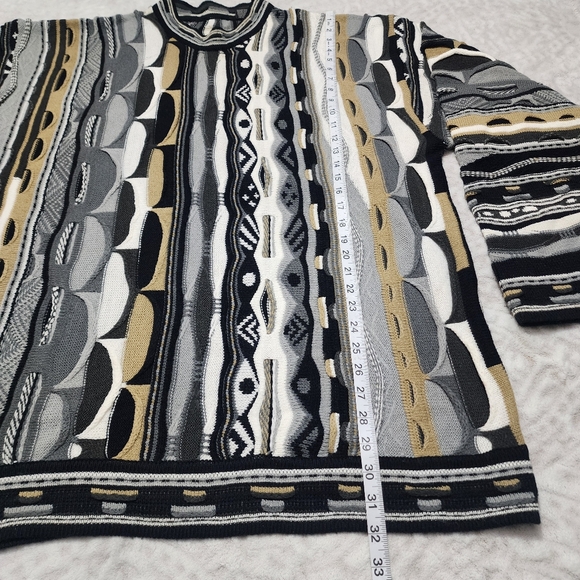 Vintage Men 3D Knit Grandpa Sweater SizeXL  90s Retro Cozy Heritage Black Grey - Picture 10 of 16